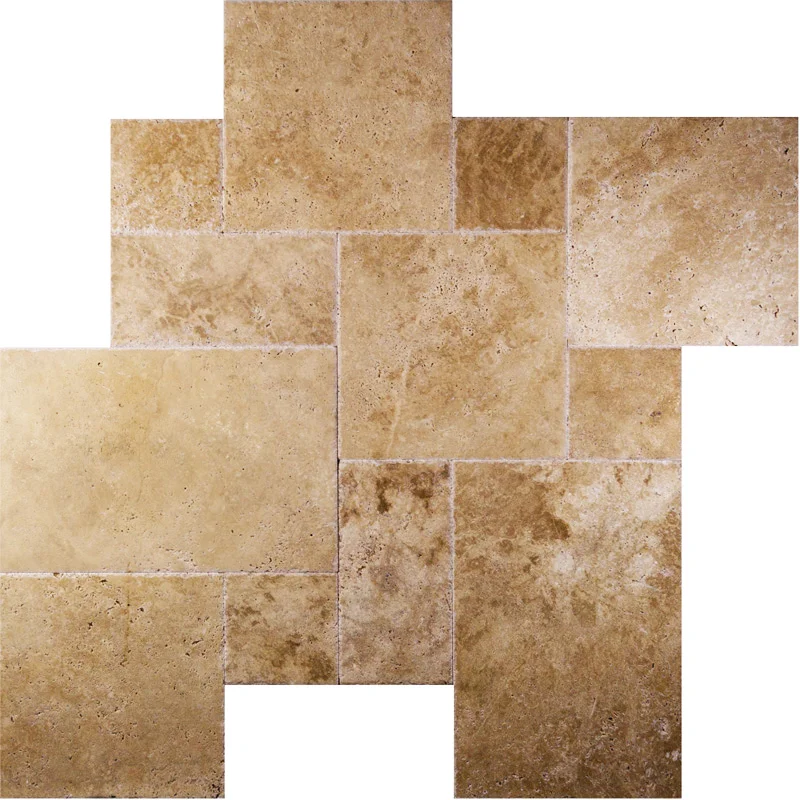 Walnut Fbr Brushed Chiseled Travertine Tile