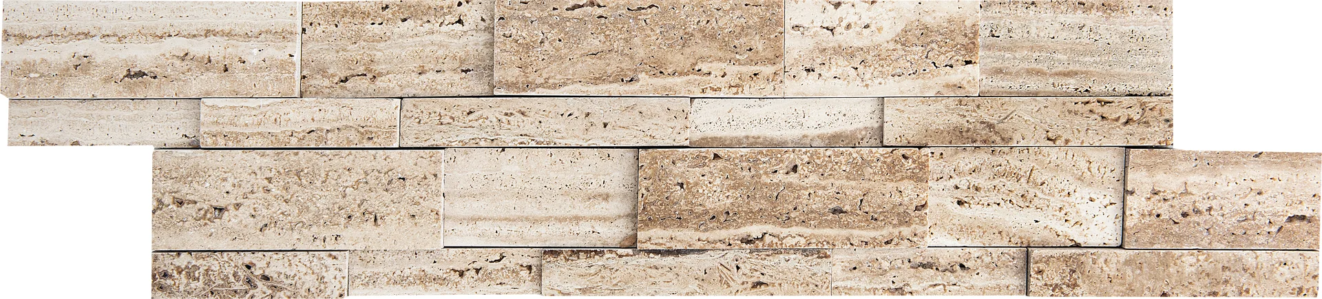 Valencia Vein-Cut Honed Unfilled Travertine 3D Ledger